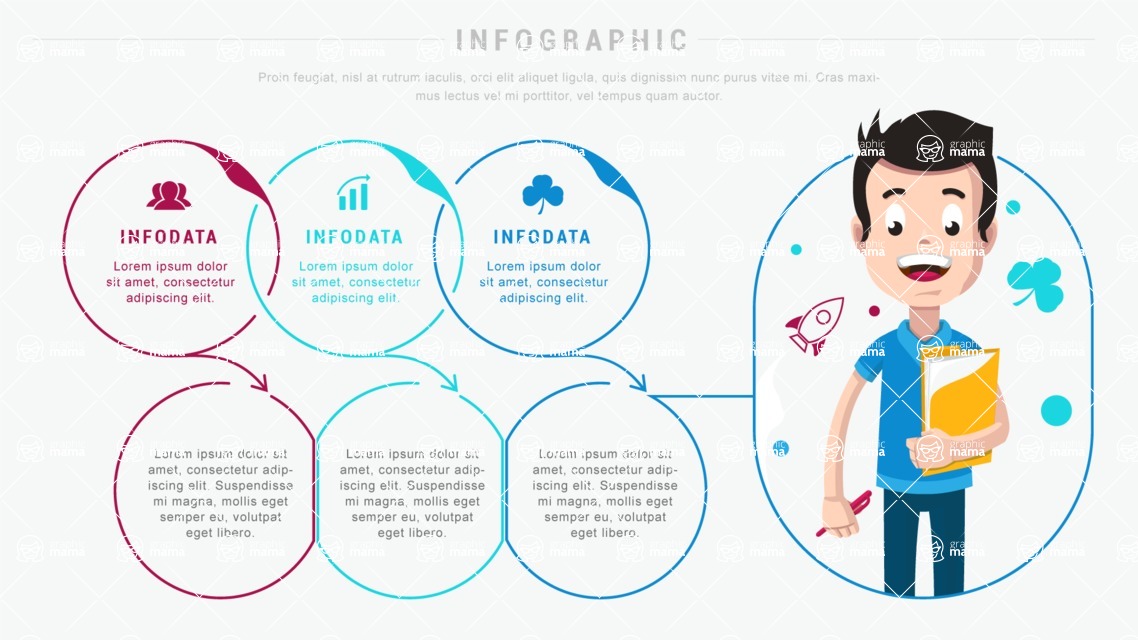 Infographic Templates Collection - Vector, Photoshop, PowerPoint, Google Slides - Modern Infographic Template With Cartoon Character